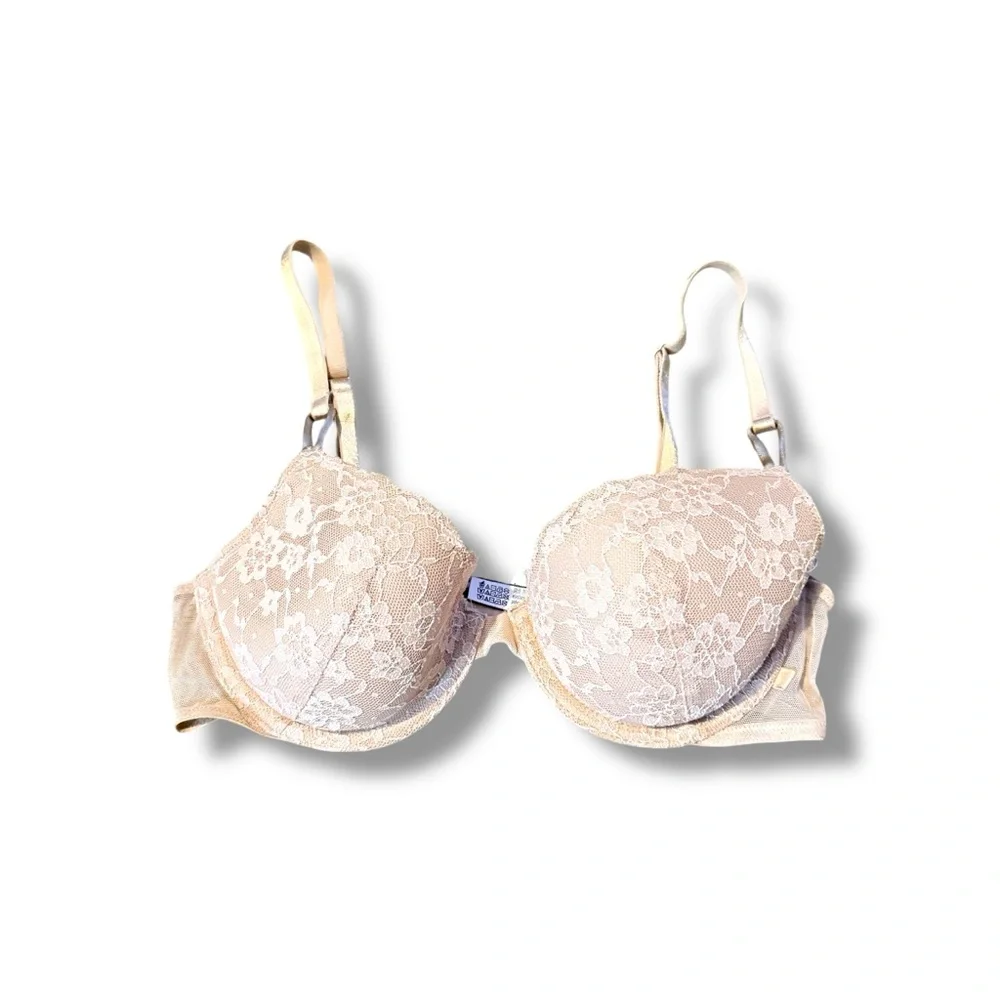 VICTORIA'S SECRET Lined Demi Bra‎ Women’s Size 34C Beige Lace Underwire